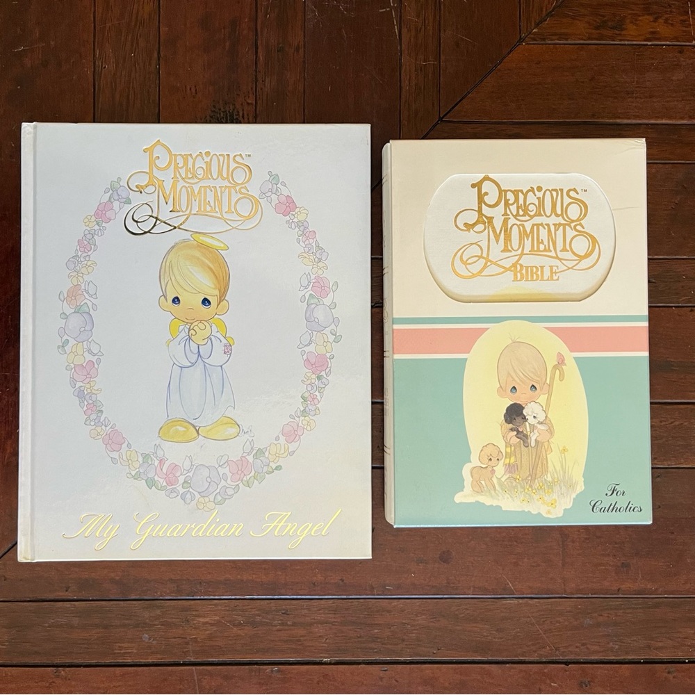 PRECIOUS MOMENTS WHITE BIBLE CATHOLIC EDITION GUARDIAN ANGEL BOOK BUNDLE NWOT